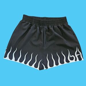 BabeWear Black Hand Painted Flame Women's Shorts